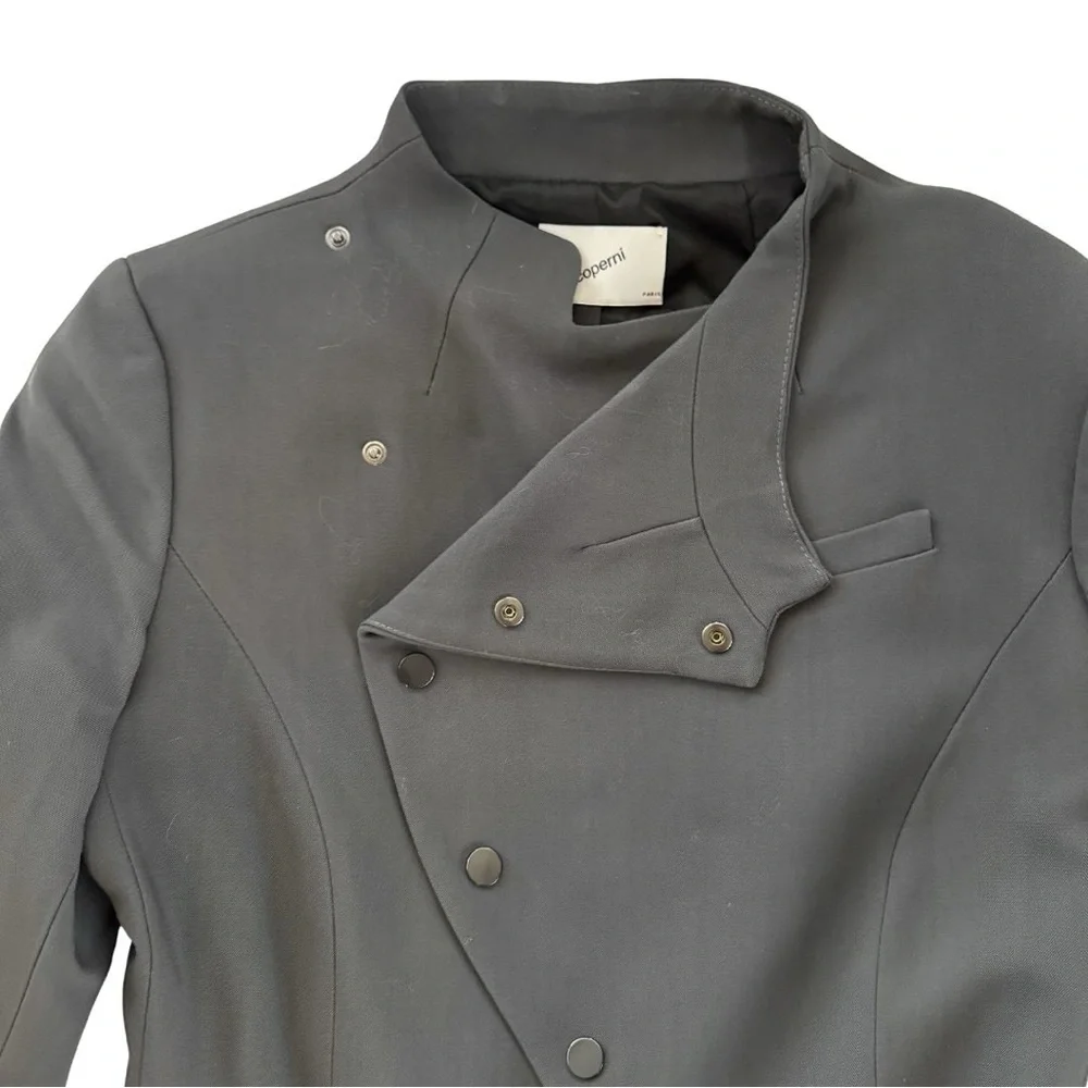 Coperni Charcoal Women's Asymmetrical Fitted Blazer - Picture 5 of 12